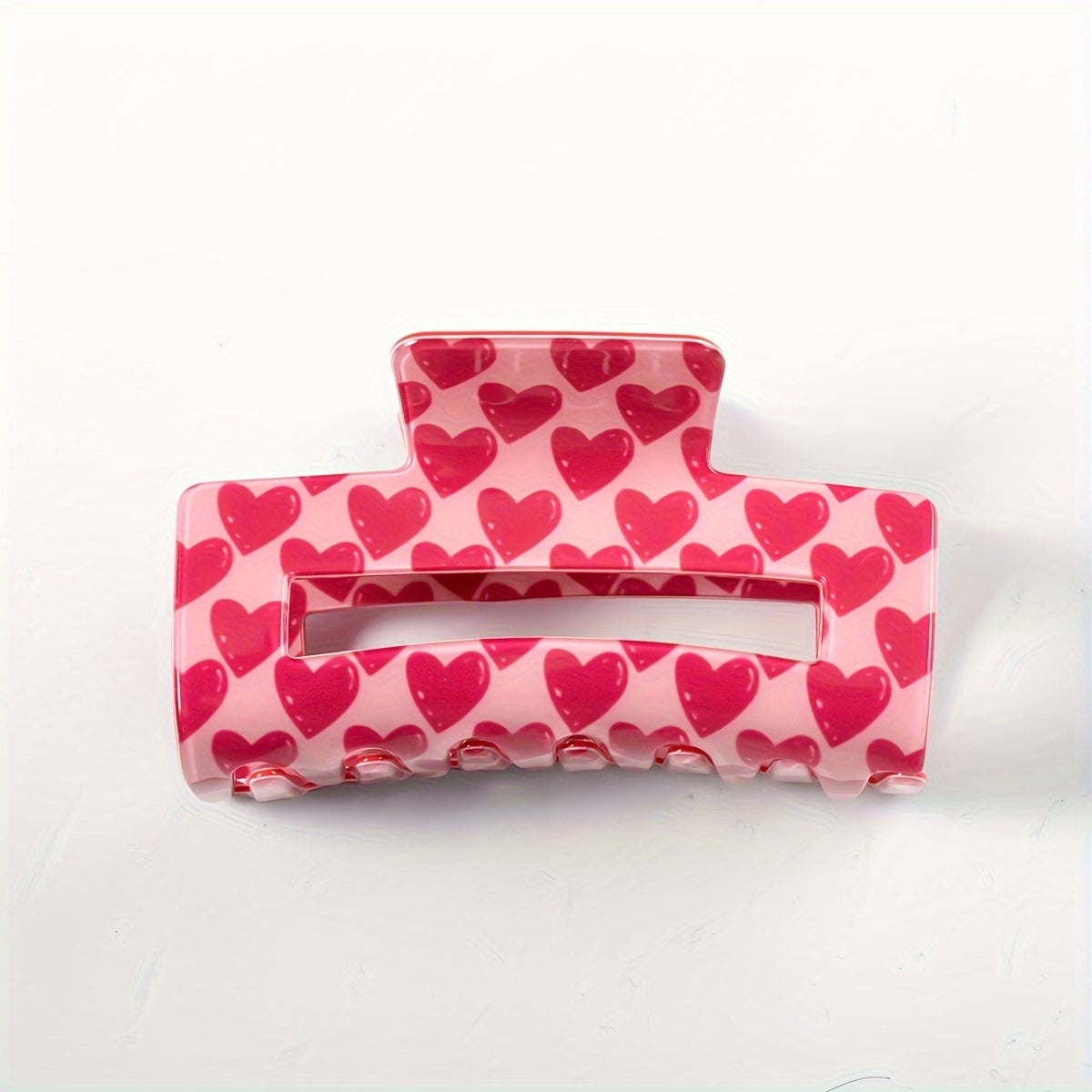 💗 Clawing for Love – Pink Heart Print Hair Clip