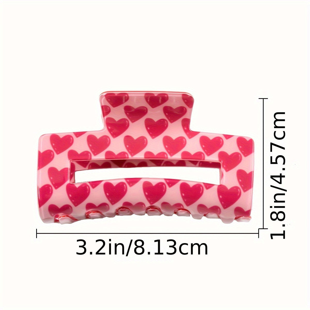 💗 Clawing for Love – Pink Heart Print Hair Clip
