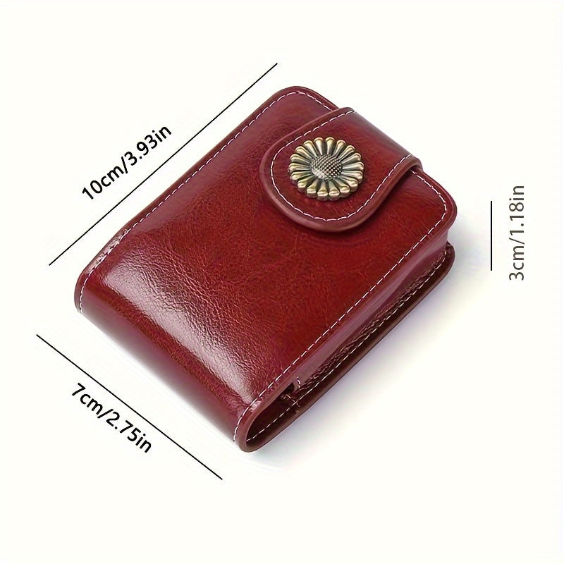 Elegant Mini Makeup Bag with Mirror – Burgundy Red | Golden-Tone Zipper & Hardware | Compact Travel Case for Lipstick, Cash & Cards